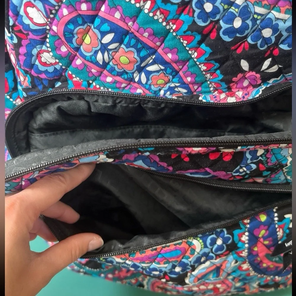 Vera Bradley Haymarket Paisley Black Floral LG Essential Laptop Backpack - Picture 8 of 11
